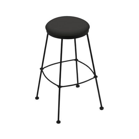 Holland Bar Stool Co 30" Stationary Bar Stool, Black Wrinkle, Canter Iron Seat 303030BW008